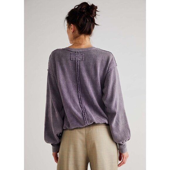FREE PEOPLE Anyway Tee Sweatshirt Sweater Top / Fallen Fig NEW! XS - Picture 2 of 5